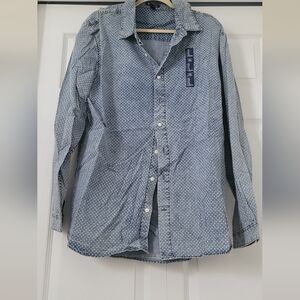 GAP Men's Blue Patterned Button-Down Shirt